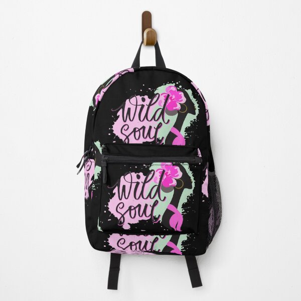 Item preview, Wild Soul Lady Flower Silhouette Wild Positive Phrase abstract black Pink Green Art designed and sold by Mimielitas-Shop.
