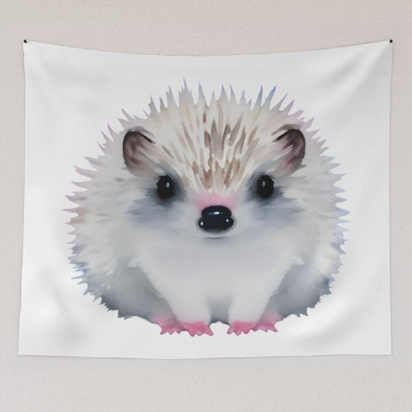 Artikelvorschau, Niedliche Pastell-Aquarell-Aquarell-weiße Baby-Igel-Kunst – entzückendes Kinderzimmer-Dekor entworfen und verkauft von Cawaiico.