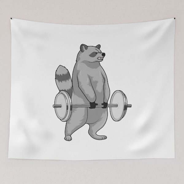 Item preview, Raccoon Bodybuilder Barbell Bodybuilding designed and sold by Snabdesign84.
