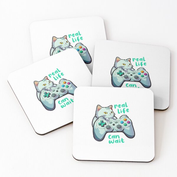 Item preview, Gamer Cat Controller Saying Real Life Can Wait designed and sold by Sellery-GbR.