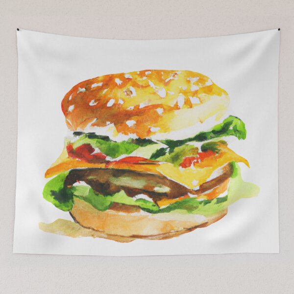 Item preview, The tasty cheeseburger - watercolor designed and sold by The Iconic Minimalist.