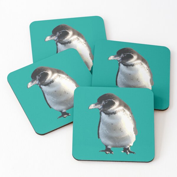 Artikelvorschau, Cute Galapagos Penguin checks you out (Teal #03A09 background) entworfen und verkauft von SBPenguins.