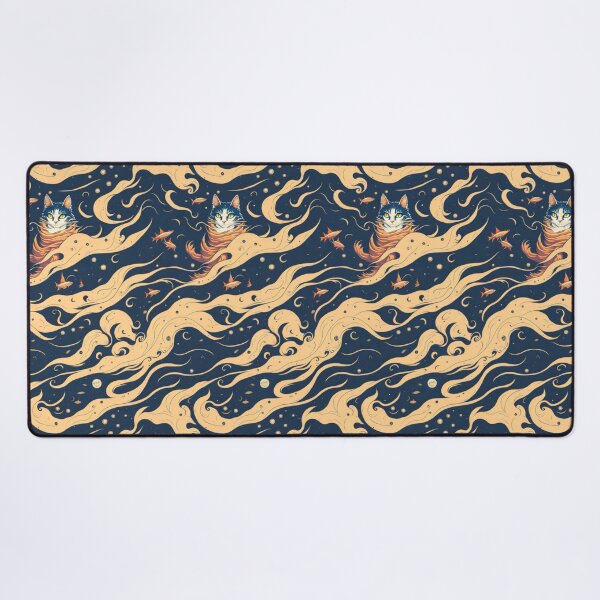 Item preview, Seamless cat, fish, and waves designed and sold by MGDesignRV.