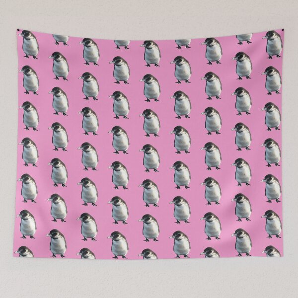 Artikelvorschau, Cute Galapagos Penguin checks you out (Pink #F699CD background) entworfen und verkauft von SBPenguins.