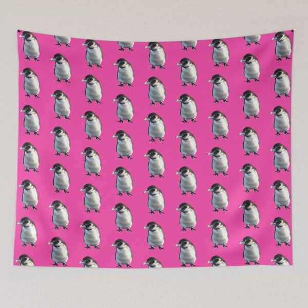 Artikelvorschau, Cute Galapagos Penguin checks you out (Fuchsia #FC46AA background) entworfen und verkauft von SBPenguins.