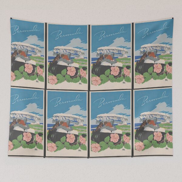 Item preview, Vintage Bermuda Poster - Romantic Horse and Buggy Ride designed and sold by ElLocoMus.