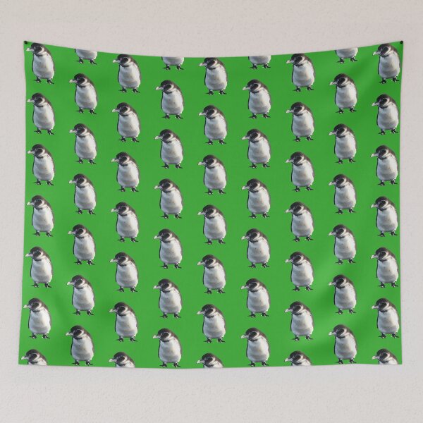 Artikelvorschau, Cute Galapagos Penguin checks you out (Bright Green #35B02C background) entworfen und verkauft von SBPenguins.