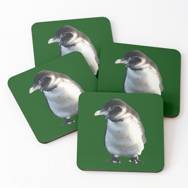 Artikelvorschau, Cute Galapagos Penguin checks you out (Dark Green #014606 background) entworfen und verkauft von SBPenguins.