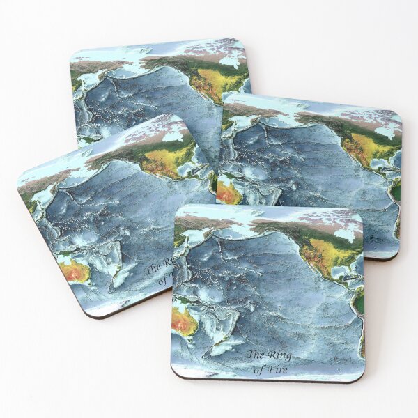 Item preview, World Map showing Land and the Pacific Ocean - The Ring of Fire designed and sold by ThinkAboutMaps.
