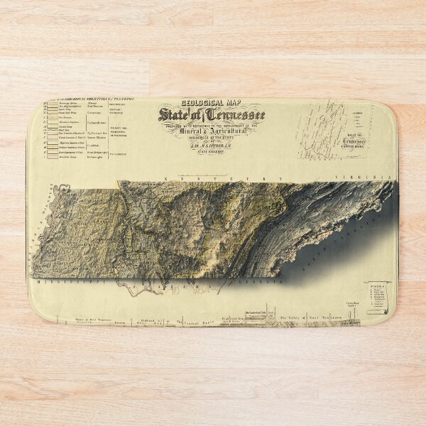 Item preview, 1855 Tennessee Relief Map digitally-rendered designed and sold by ThinkAboutMaps.