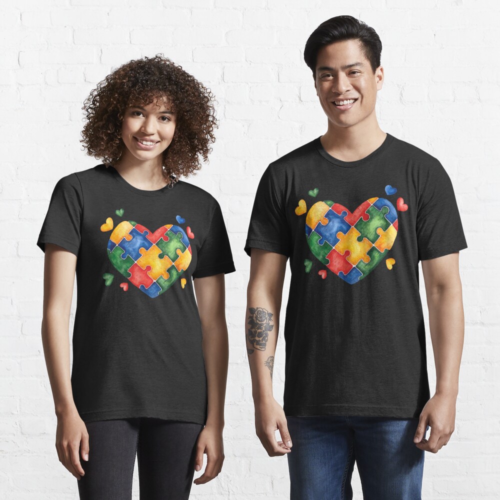 Disover Mental Health Support, Puzzle, Heart, Autism Spectrum, Mental Illness, Anxiety, Bipolar Support, Puzzle Heart | Essential T-Shirt 