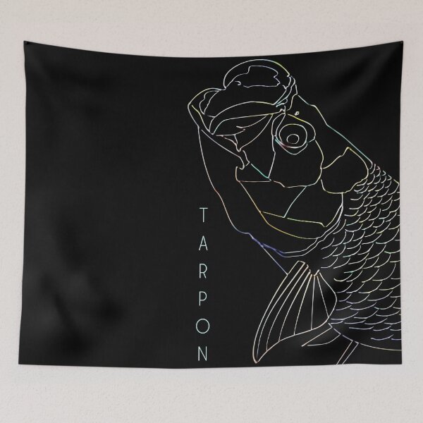 Item preview, Tarpon Line Drawing on a Black Background designed and sold by Color4Nature.