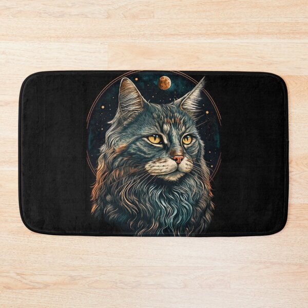 Item preview, Mysterious Maine Coon cat on a dark background, in a round design V2.0 designed and sold by adredn86.
