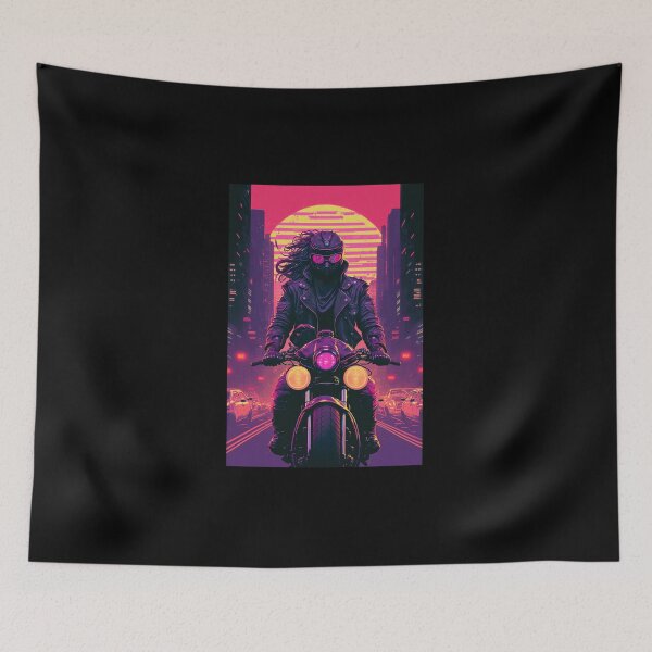 Item preview, Retro Synthwave Cyberpunk Biker 80s designed and sold by RESToRAPTOR.
