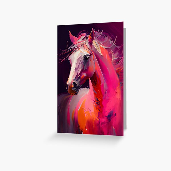 White Horse Abstract Portrait Greeting Card