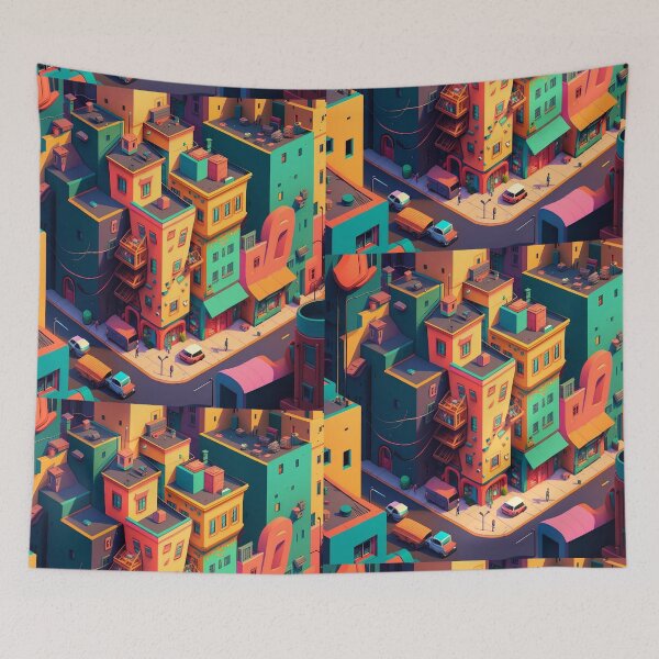 Item preview, Colorful Cityscape Cartoon Artwork designed and sold by EnzoZs.