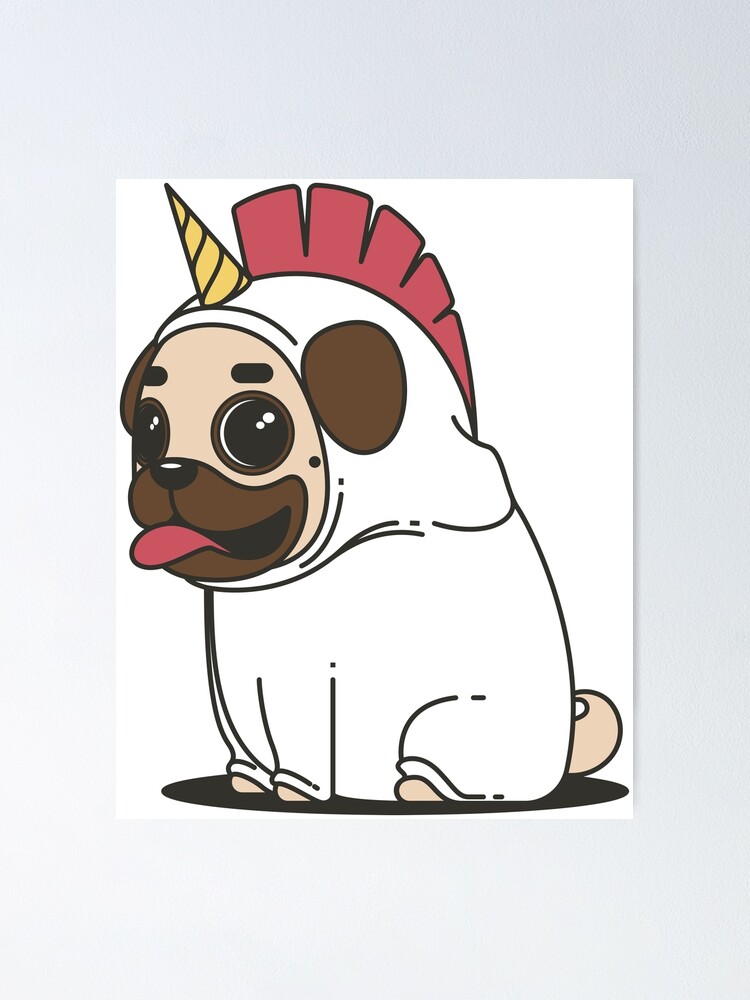 Adorable Cartoon Pug Dog