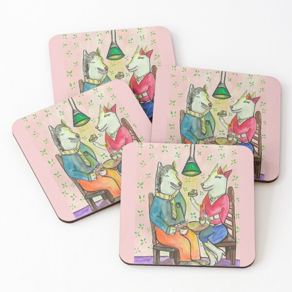 Item preview, Husky dogs at a vintage coffee shop, gouache painting  designed and sold by altairaleon.