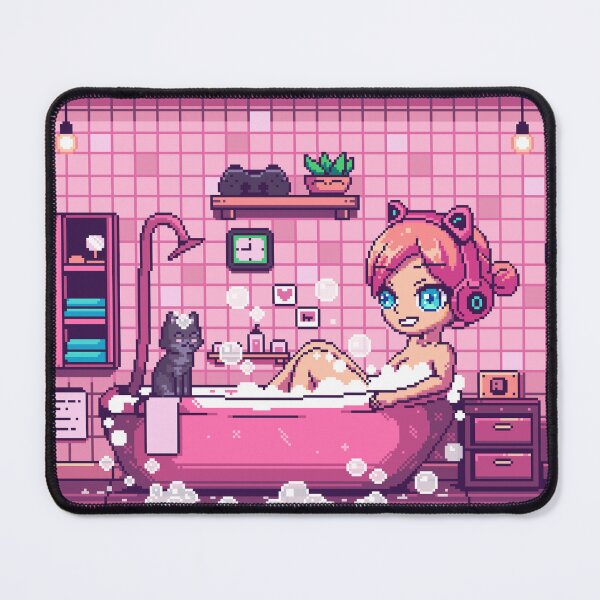 Item preview, Copy of Copy of Gaming Meets Self-Care: Pixel Art Gamer Girl Bubble Bath Mouse Pad designed and sold by Pixel Pads.
