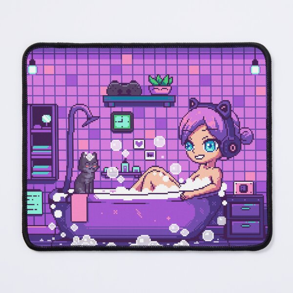 Item preview, Copy of Copy of Copy of Gaming Meets Self-Care: Pixel Art Gamer Girl Bubble Bath Mouse Pad designed and sold by Pixel Pads.