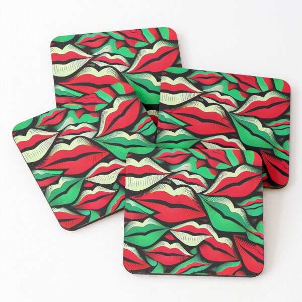 Item preview, Red and Green Hot Lips Kissing Pattern 2 designed and sold by MLArtifex.