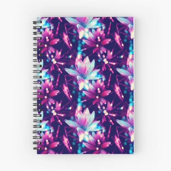 Item preview, Retro Vaporwave Flowers - Crystal Lightpainting Floral Pattern designed and sold by Fine Prints.