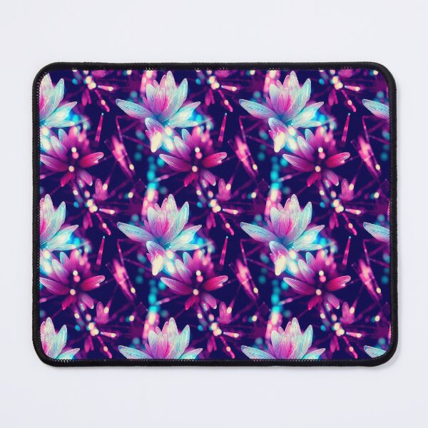 Item preview, Retro Vaporwave Flowers - Crystal Lightpainting Floral Pattern designed and sold by Fine Prints.