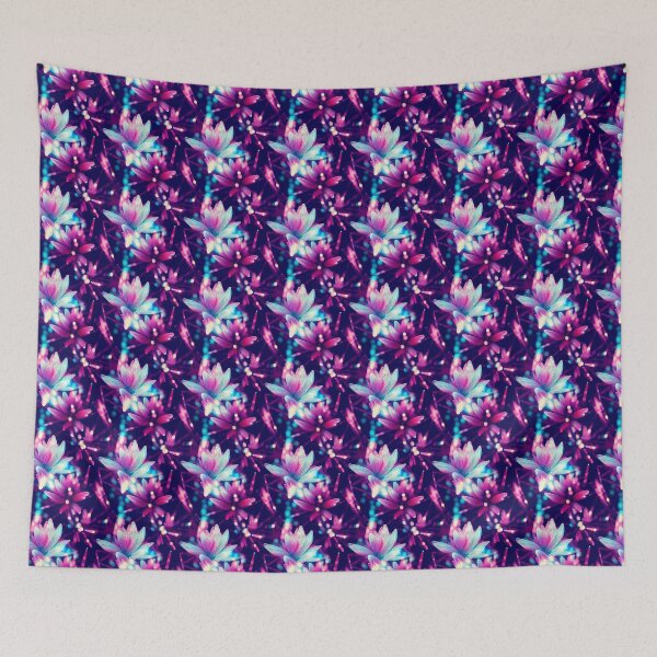 Item preview, Retro Vaporwave Flowers - Crystal Lightpainting Floral Pattern designed and sold by Fine Prints.