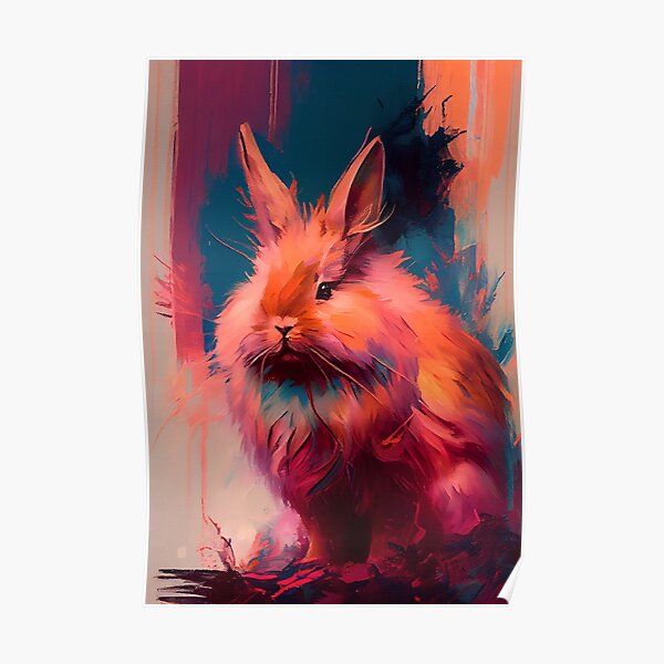 Lionhead Bunny Abstract Portrait Poster