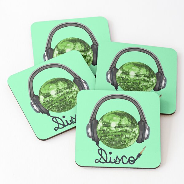Item preview, Auriculares con música de bola de discoteca verde de los años 70 designed and sold by Deborah Camp.