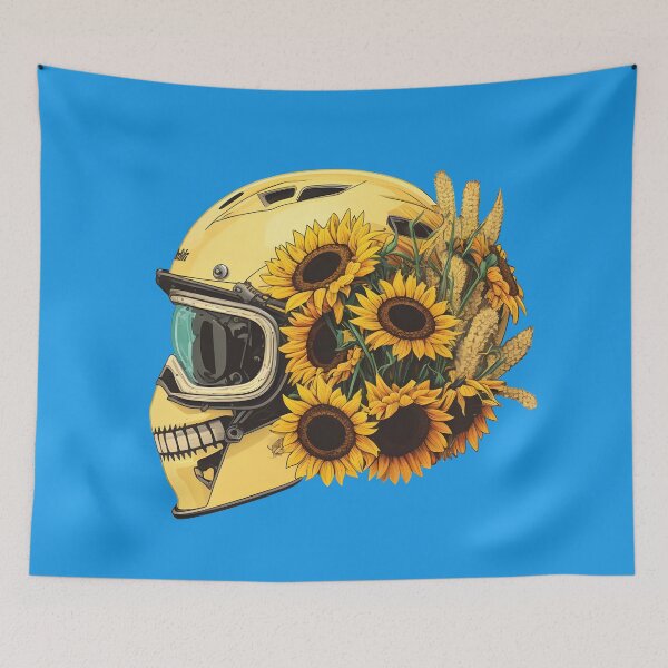 Item preview, Sunflower Yellow Skull Custom Motorbike Helmet designed and sold by Wishinglob.