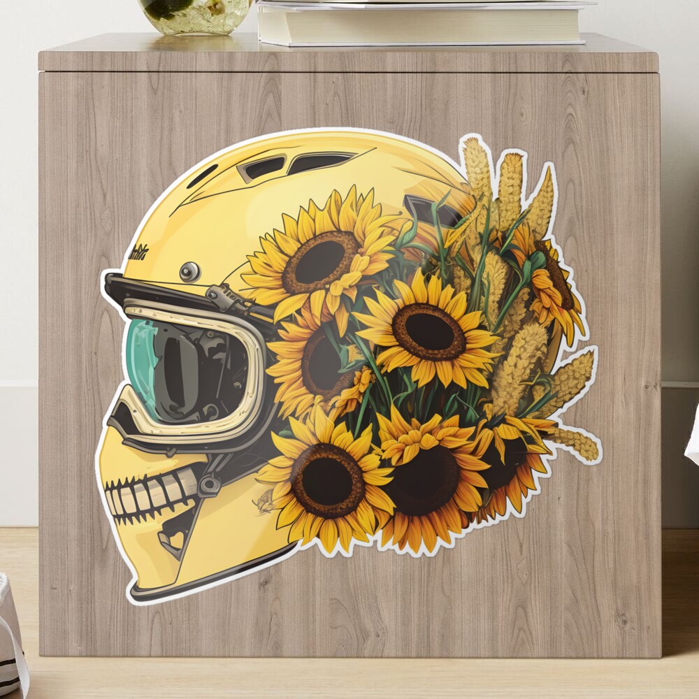 Sunflower Yellow Skull Custom Motorbike Helmet Sticker for Sale by  Wishinglob