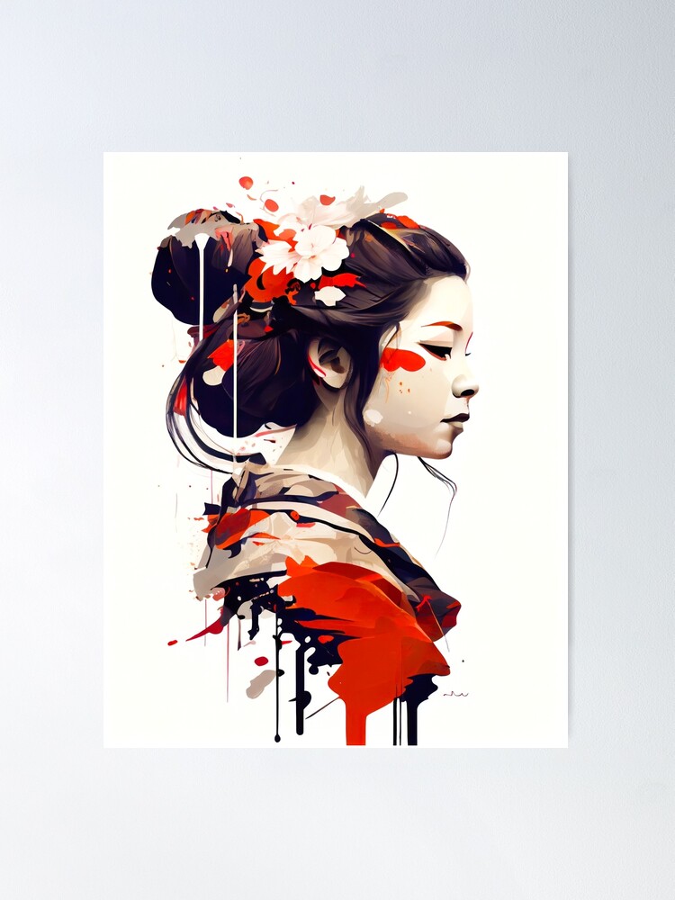 Geisha Watercolor Painting Japanese Painting Best Wall Art 1