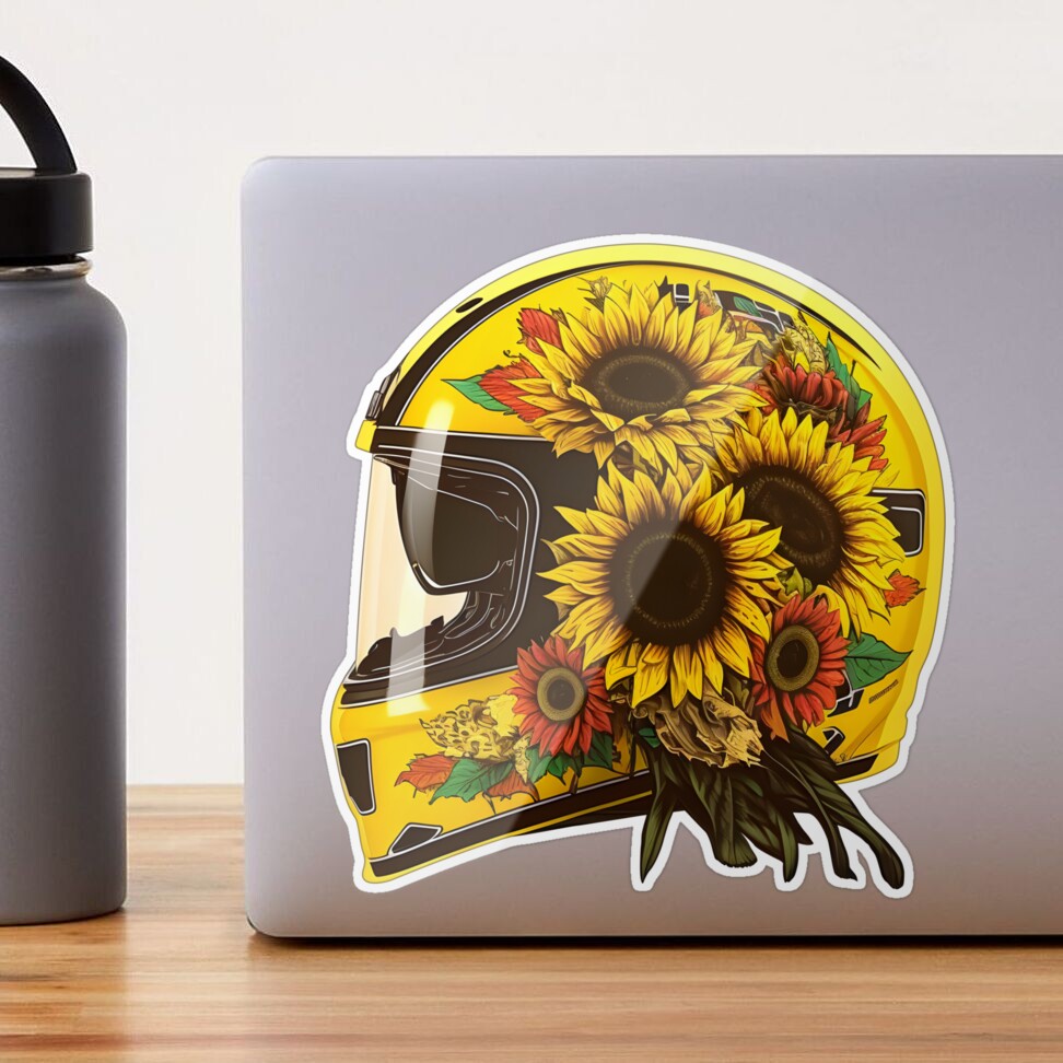 Sunflower Yellow Skull Custom Motorbike Helmet Sticker for Sale by  Wishinglob