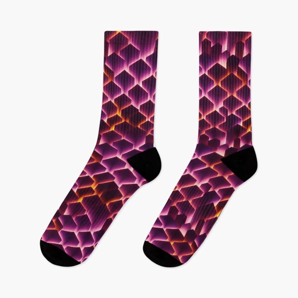 Item preview, Orange and Pink Geometric Abstract Hexagons designed and sold by Fine Prints.