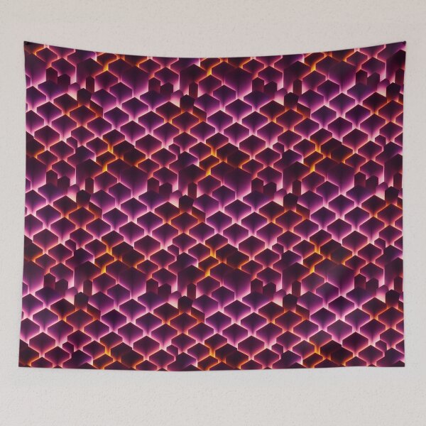Item preview, Orange and Pink Geometric Abstract Hexagons designed and sold by Fine Prints.