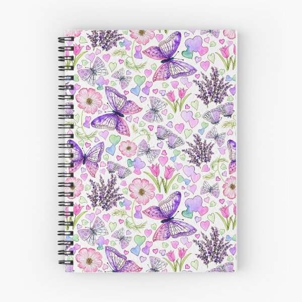 Aperçu de l'œuvre Motif papillons et fleurs violet et rose créée et vendue par Hanna McCown.
