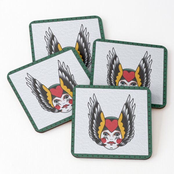 Item preview, Traditional Eagle Girl Head Tattoo Flash designed and sold by Ryan Taft.