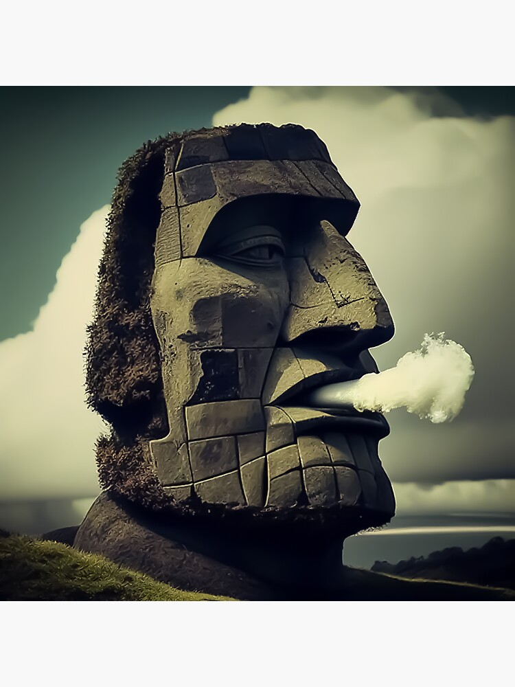 Moai Easter Island Sculpture Sticker for Sale by JoanTatley