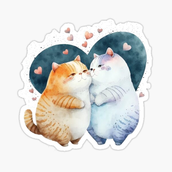 Illustrated T Shirt Design A Cute Cat Couple' Sticker Spreadshirt ...