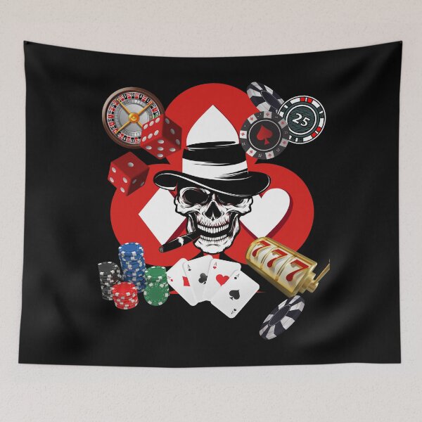 Item preview, Lucky skull playing poker designed and sold by Sweet-Tees-plz.