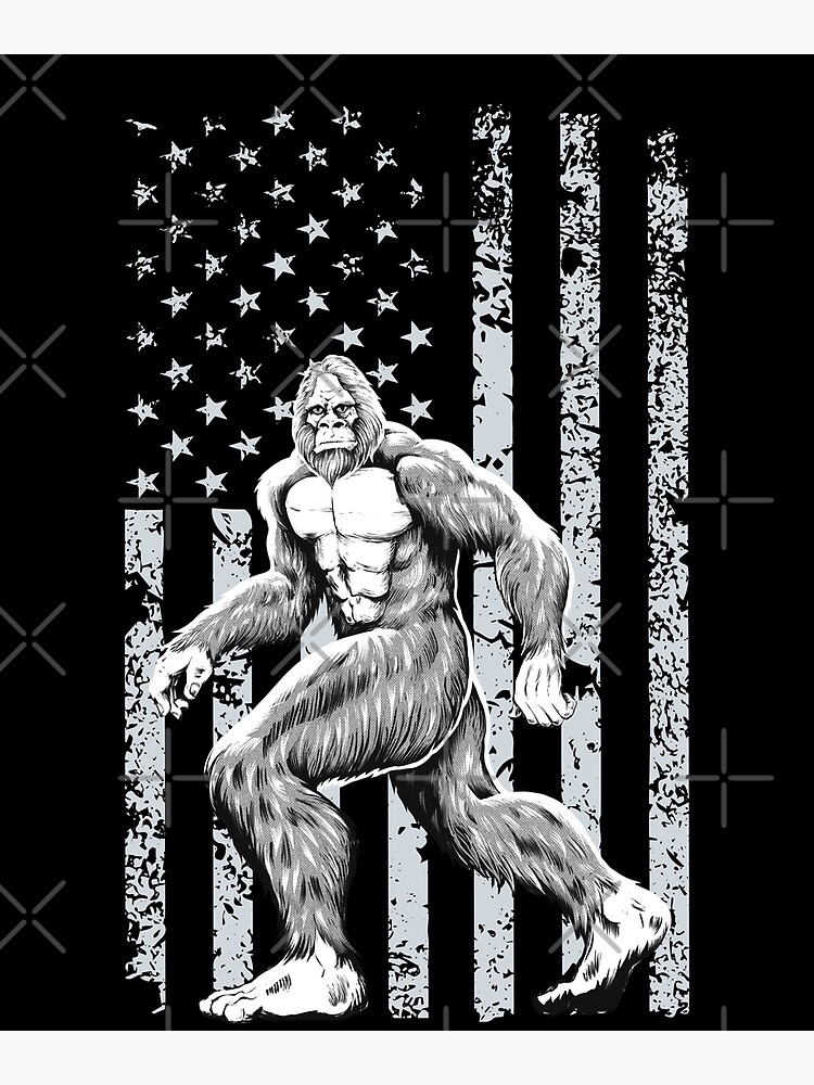 Sasquatch Rock On American Flag White - Tank, T-Shirt, Hoodie