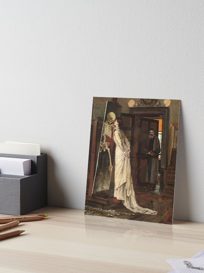 Thumbnail 1 of 2, Art Board Print, WOMAN IN LOVE WITH DEATH designed and sold by Welderwings.