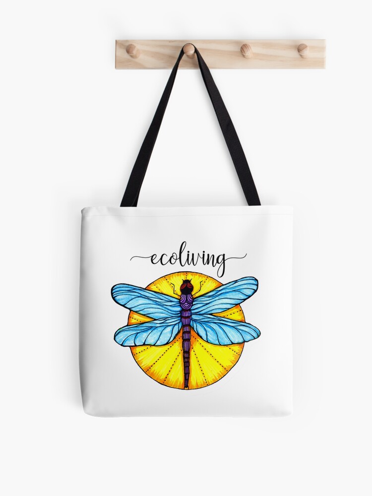 Thumbnail 1 of 2, Tote Bag, Ecoliving Dragonfly designed and sold by heartsake.