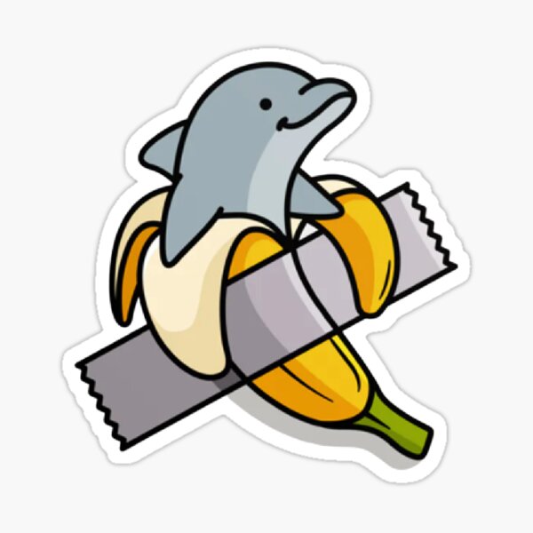 Banana Dolphin Sticker | Cute Funny Cartoon Silly stickers | 3 Water  Bottle | Laptop | College | Teen | Kids