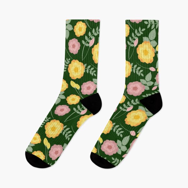 Item preview, Boho Floral Pattern No.7 Pink And Yellow Roses On Green designed and sold by QuestingPixel.