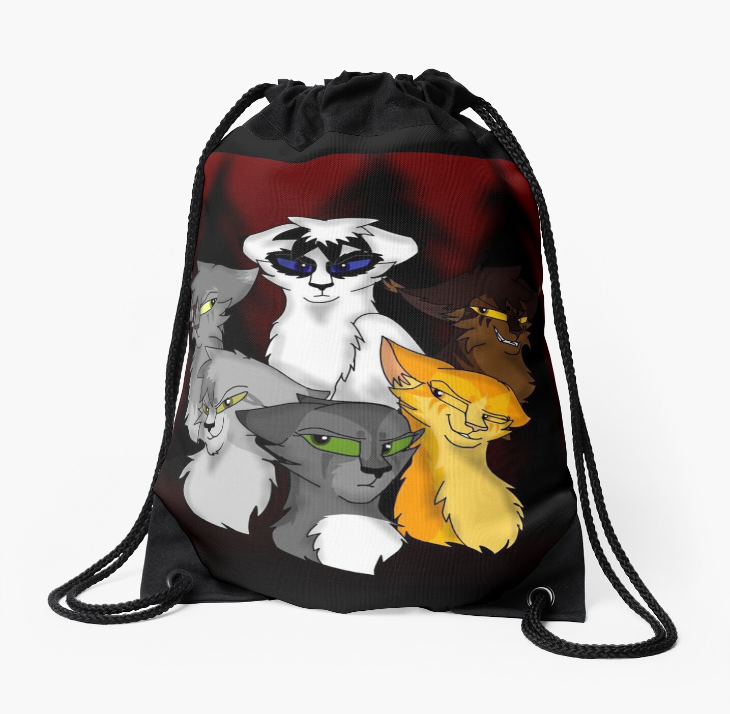 "The Kin Darktail, Rain, Needletail, Sleekwhisker" Drawstring Bags by