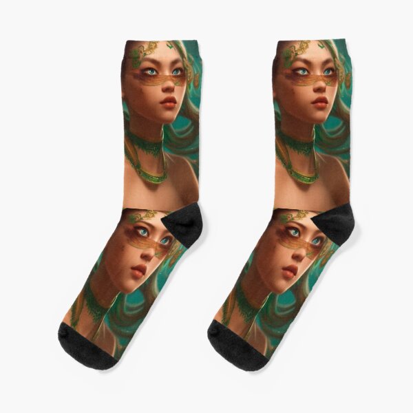 Enigmatic jade girl in G-string Socks