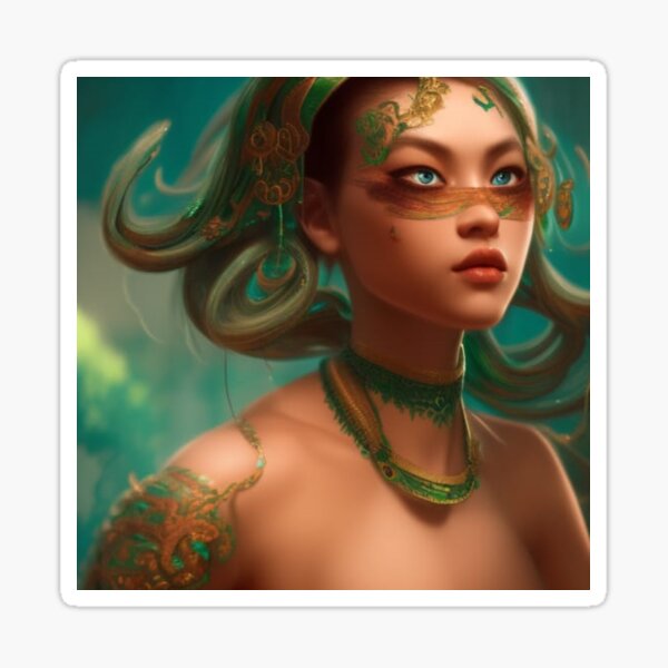Enigmatic jade girl in G-string Sticker