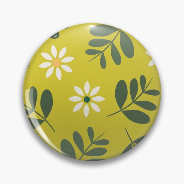 Aperçu de l'œuvre Boho Floral Pattern No.2 Feuilles et marguerites sur jaune moutarde créée et vendue par QuestingPixel.